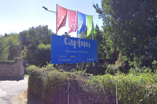entrada camping El Escorial Madrid